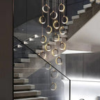 Staircase Lighting Chandelier LED Ring Cluster Rotating Ceiling Light - Cyran Lamps
