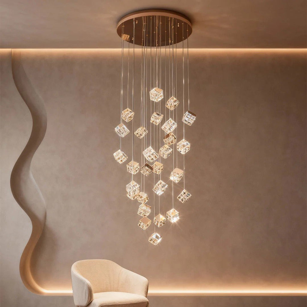 Stairs Chandelier Magic Cube Crystal Ceiling Light - Cyran Lamps