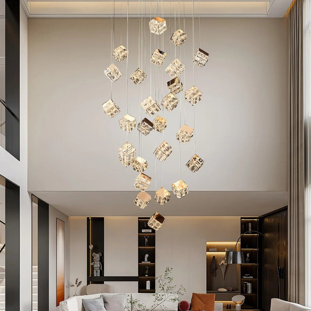 Stairs Chandelier Magic Cube Crystal Ceiling Light - Cyran Lamps
