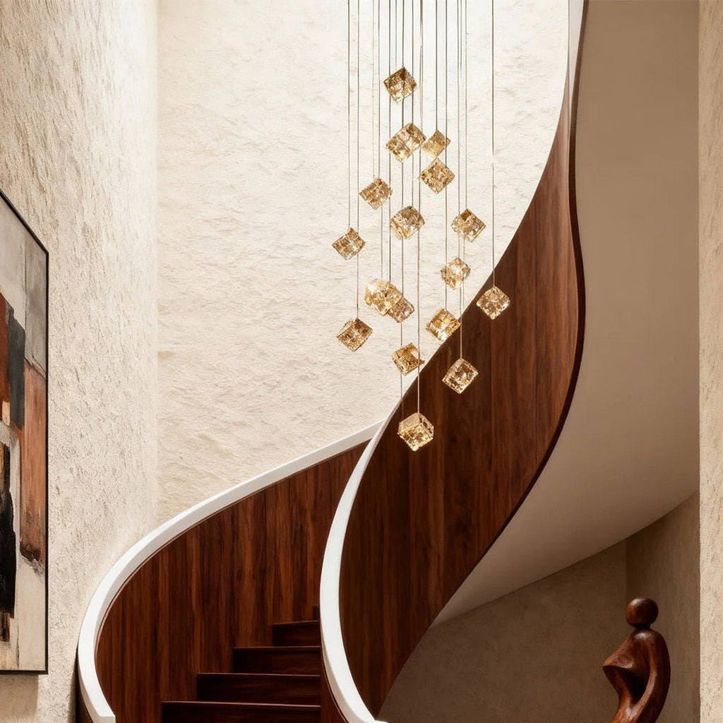 Stairs Chandelier Magic Cube Crystal Ceiling Light - Cyran Lamps