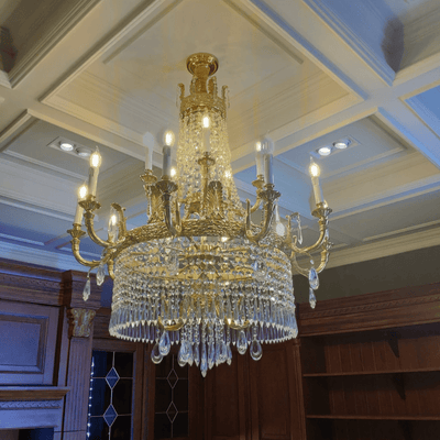Stunning Oversized Luxury Golden Metal Candle Crystal Tassel Chandelier For High - ceiling Staircase/Entryway/Living/Meeting Room - 1 Layer: D 39.4"*H 39.4"Warm LightCyranlamps