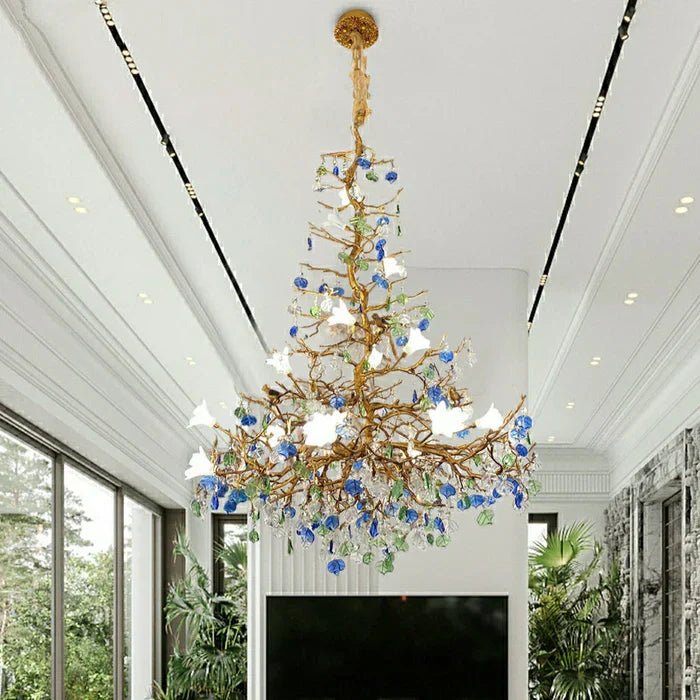 Stylish Colored Glaze Flower Crystal Chandelier - Cyran Lamps