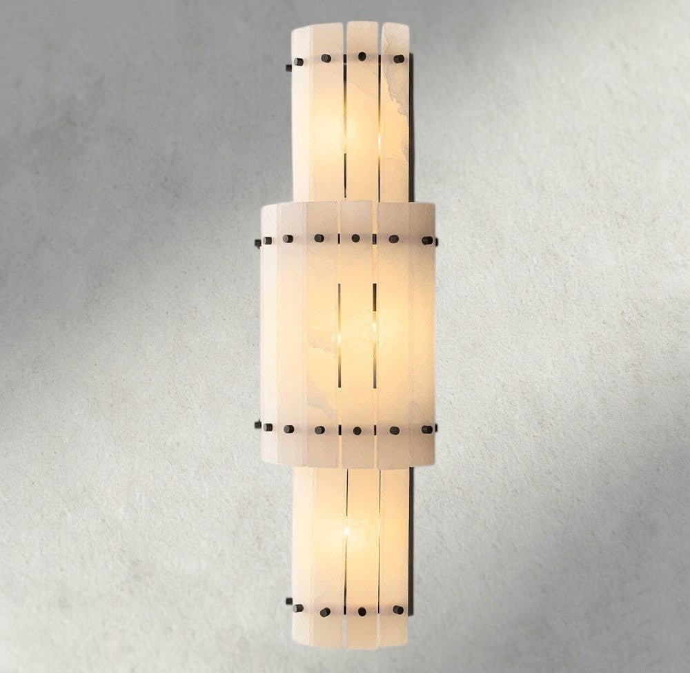 Sun Merca Alabaster Grand Round Sconce - Cyran Lamps