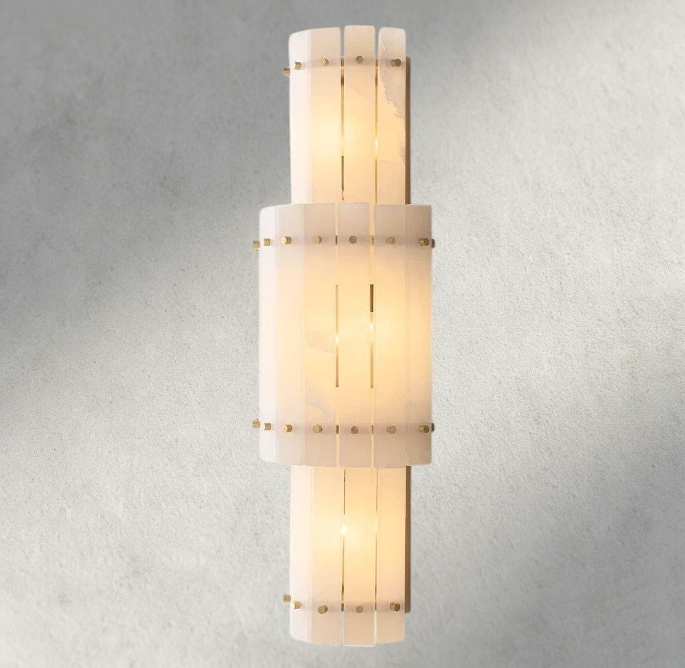 Sun Merca Alabaster Grand Round Sconce - Cyran Lamps