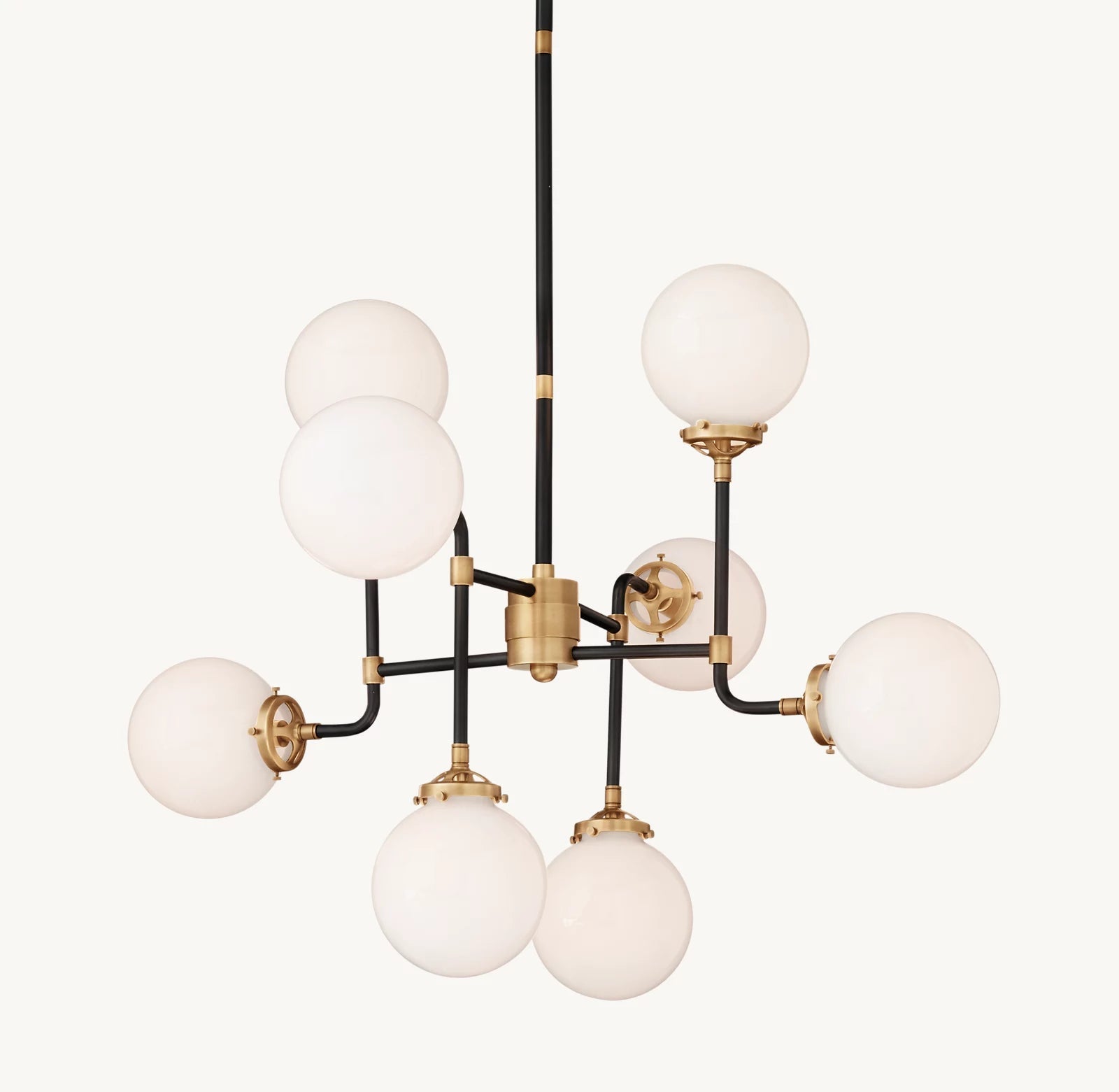 Sylviasp Bistro Milk Glass Globe Chandelier 34" - Cyran Lamps