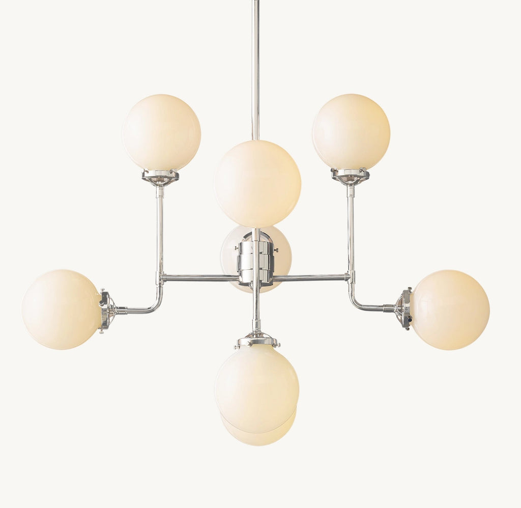 Sylviasp Bistro Milk Glass Globe Chandelier 34" - Cyran Lamps