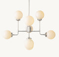 Sylviasp Bistro Milk Glass Globe Chandelier 34" - Cyran Lamps