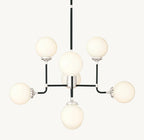 Sylviasp Bistro Milk Glass Globe Chandelier 34" - Cyran Lamps