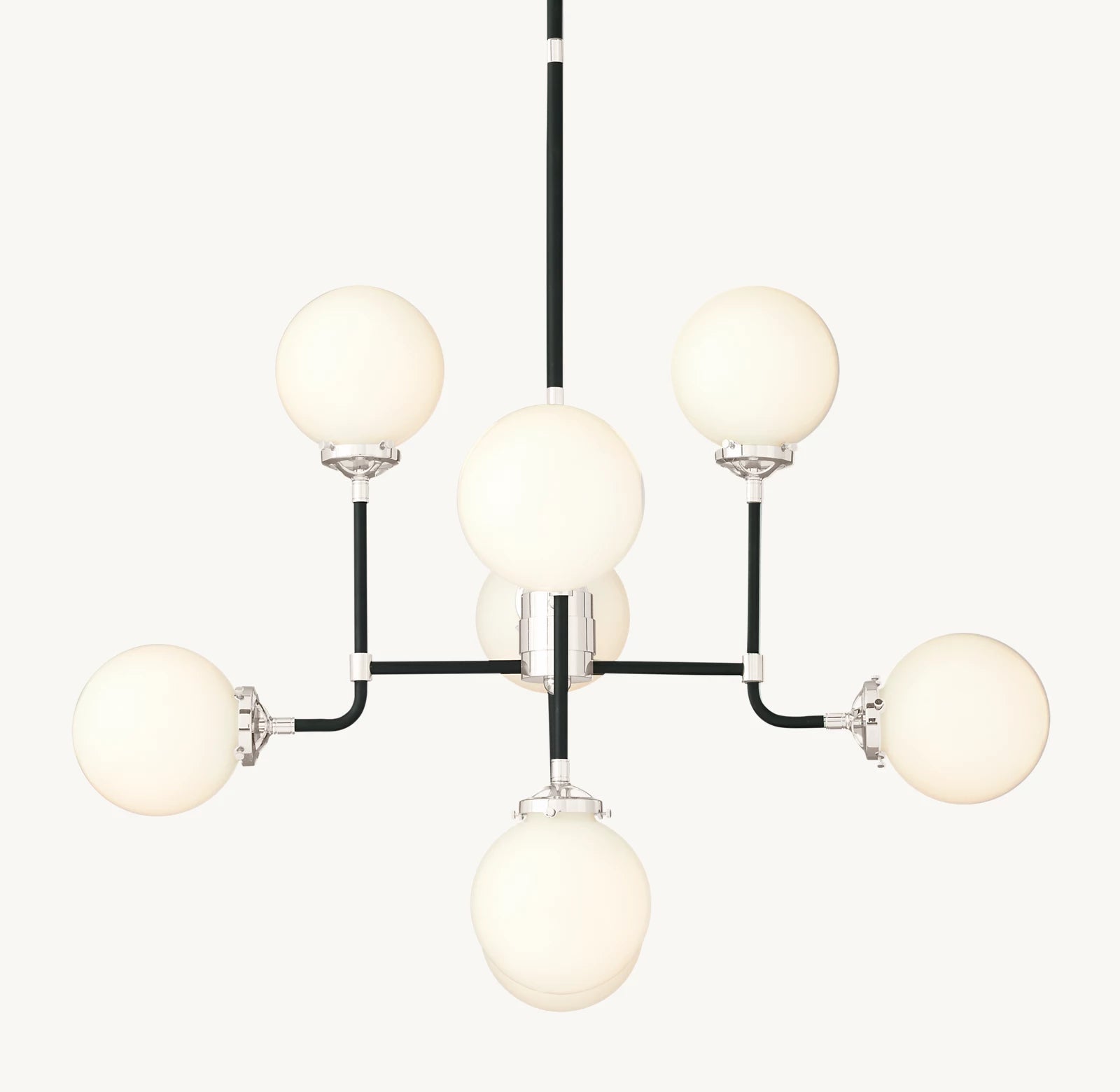 Sylviasp Bistro Milk Glass Globe Chandelier 34" - Cyran Lamps