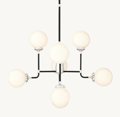 Sylviasp Bistro Milk Glass Globe Chandelier 34" - Cyran Lamps
