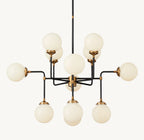Sylviasp Bistro Milk Glass Globe Chandelier 42" - Cyran Lamps
