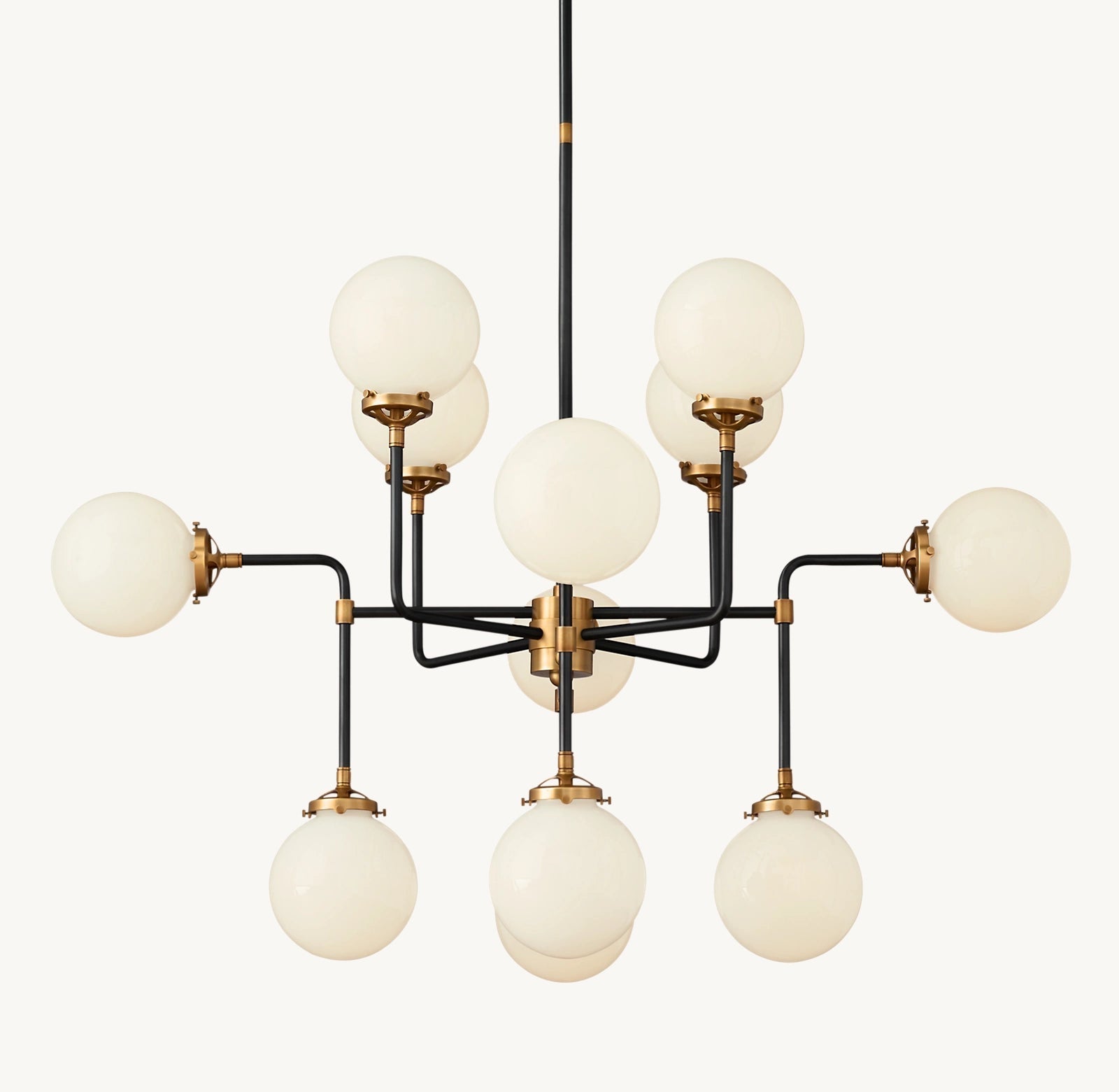 Sylviasp Bistro Milk Glass Globe Chandelier 42" - Cyran Lamps