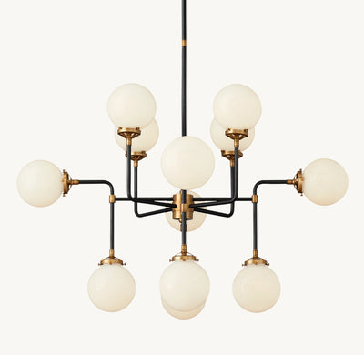Sylviasp Bistro Milk Glass Globe Chandelier 42" - Cyran Lamps