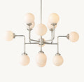 Sylviasp Bistro Milk Glass Globe Chandelier 42" - Cyran Lamps