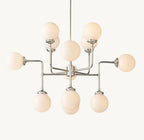 Sylviasp Bistro Milk Glass Globe Chandelier 42" - Cyran Lamps