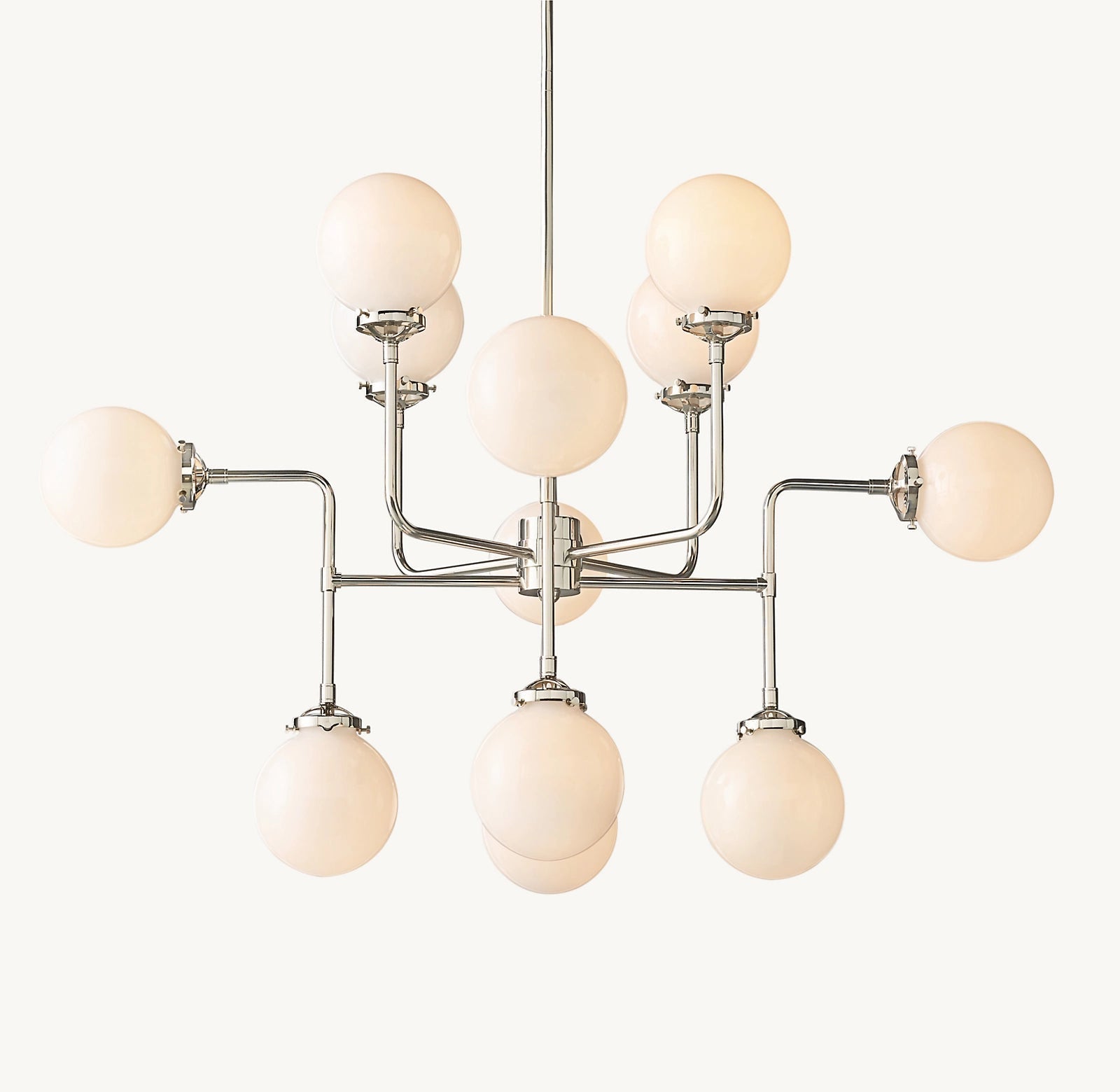 Sylviasp Bistro Milk Glass Globe Chandelier 42" - Cyran Lamps