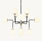 Sylviasp Bistro Milk Glass Globe Chandelier 42" - Cyran Lamps