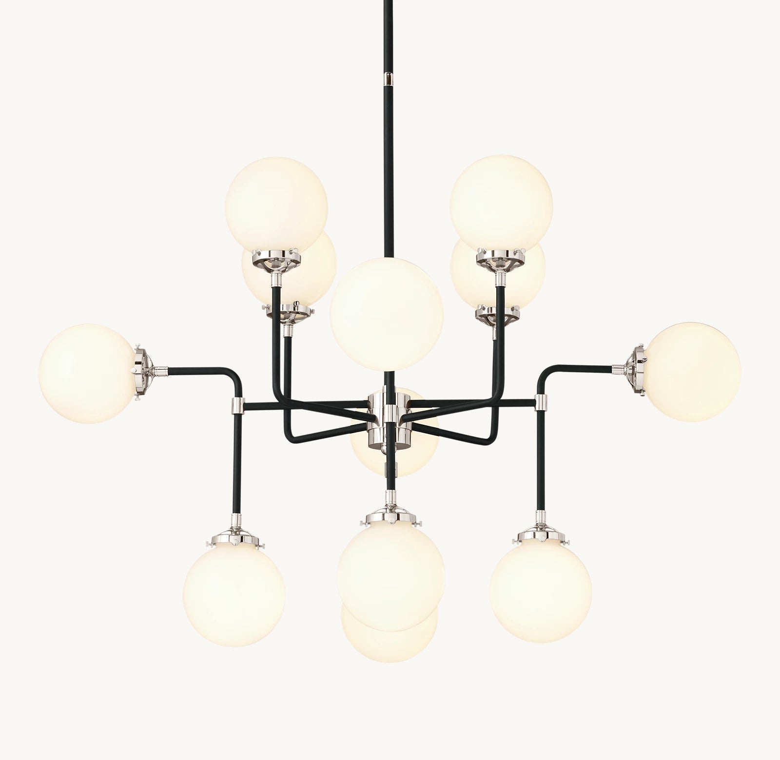 Sylviasp Bistro Milk Glass Globe Chandelier 42" - Cyran Lamps