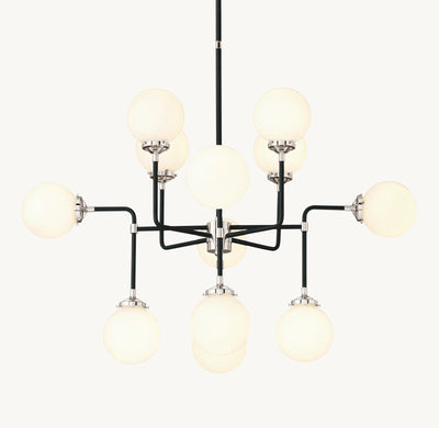 Sylviasp Bistro Milk Glass Globe Chandelier 42" - Cyran Lamps