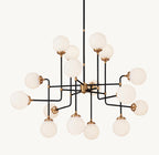 Sylviasp Bistro Milk Glass Globe Chandelier 56" - Cyran Lamps