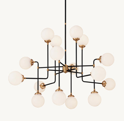 Sylviasp Bistro Milk Glass Globe Chandelier 56" - Cyran Lamps