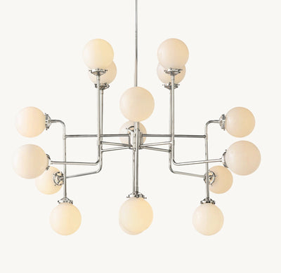 Sylviasp Bistro Milk Glass Globe Chandelier 56" - Cyran Lamps