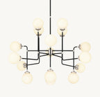 Sylviasp Bistro Milk Glass Globe Chandelier 56" - Cyran Lamps