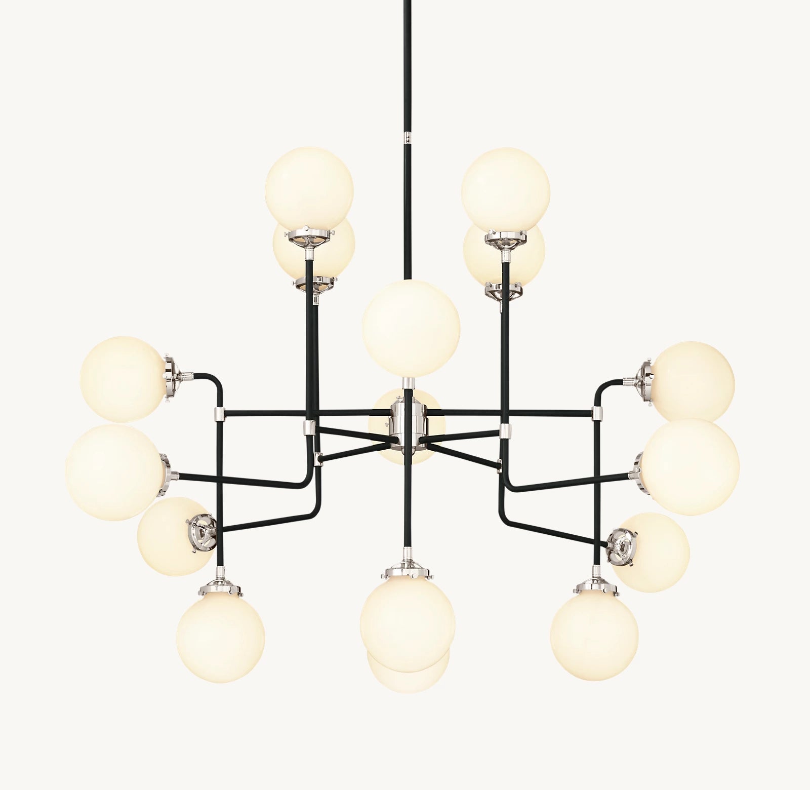 Sylviasp Bistro Milk Glass Globe Chandelier 56" - Cyran Lamps