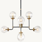 Sylviasp Globe Clear Glass Chandelier 34in Nickel Finish - Cyran Lamps