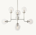 Sylviasp Globe Clear Glass Chandelier 34in Nickel Finish - Cyran Lamps