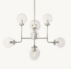 Sylviasp Globe Clear Glass Chandelier 34in Nickel Finish - Cyran Lamps