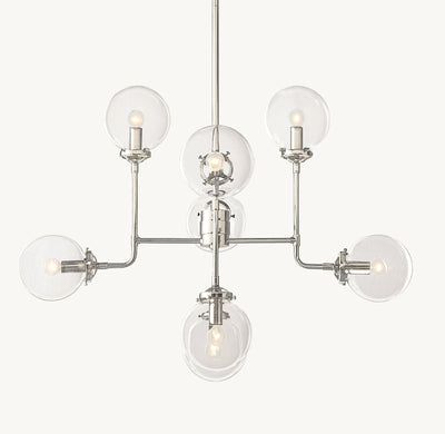 Sylviasp Globe Clear Glass Chandelier 34in Nickel Finish - Cyran Lamps