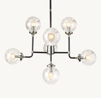 Sylviasp Globe Clear Glass Chandelier 34in Nickel Finish - Cyran Lamps