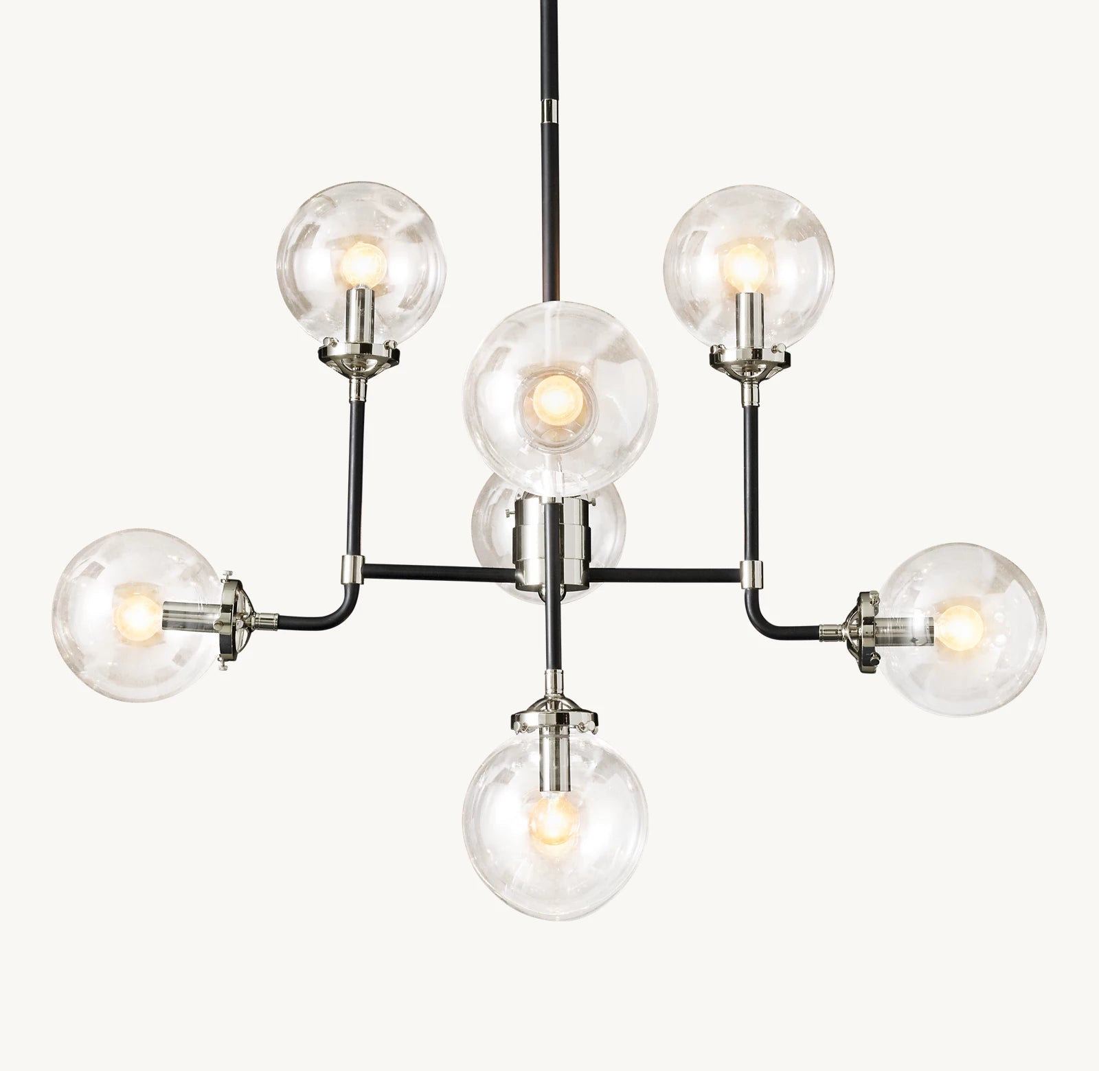 Sylviasp Globe Clear Glass Chandelier 34in Nickel Finish - Cyran Lamps