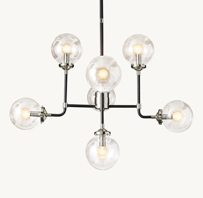 Sylviasp Globe Clear Glass Chandelier 34in Nickel Finish - Cyran Lamps