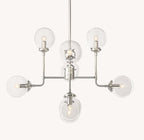 Sylviasp Globe Clear Glass Chandelier 34in Nickel Finish - Cyran Lamps