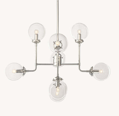 Sylviasp Globe Clear Glass Chandelier 34in Nickel Finish - Cyran Lamps