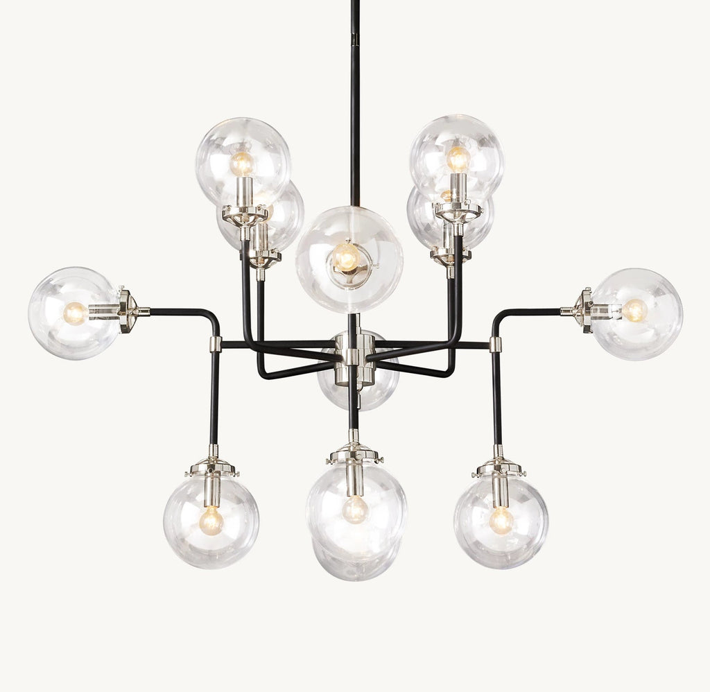 Sylviaspacesus Bistro Globe Clear Glass 12-Light Chandelier 42‘’ - Cyran Lamps