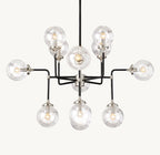 Sylviaspacesus Bistro Globe Clear Glass 12-Light Chandelier 42‘’ - Cyran Lamps