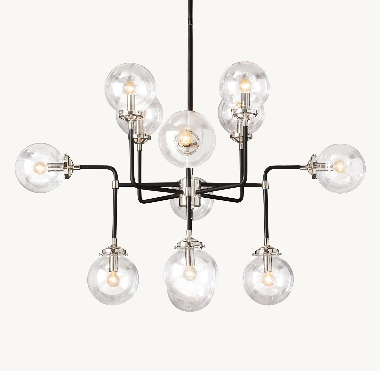 Sylviaspacesus Bistro Globe Clear Glass 12-Light Chandelier 42‘’ - Cyran Lamps