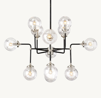Sylviaspacesus Bistro Globe Clear Glass 12-Light Chandelier 42‘’ - Cyran Lamps