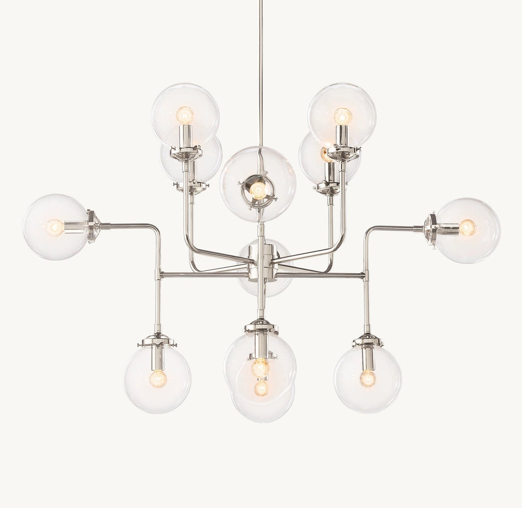 Sylviaspacesus Bistro Globe Clear Glass 12-Light Chandelier 42‘’ - Cyran Lamps