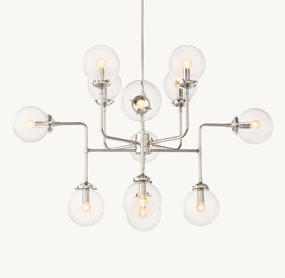 Sylviaspacesus Bistro Globe Clear Glass 12-Light Chandelier 42‘’ - Cyran Lamps