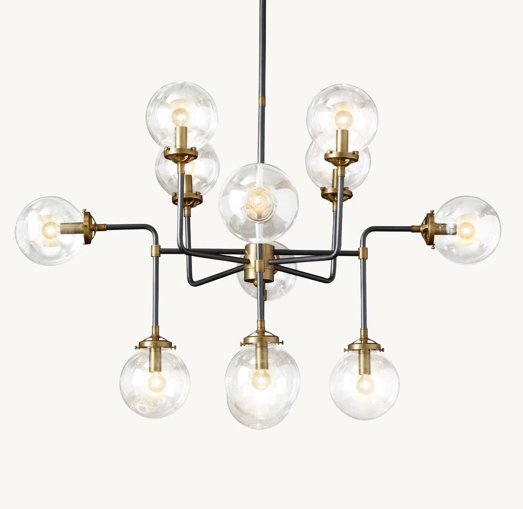 Sylviaspacesus Bistro Globe Clear Glass 12-Light Chandelier 42‘’ - Cyran Lamps