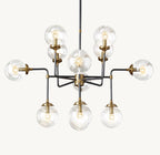 Sylviaspacesus Bistro Globe Clear Glass 12-Light Chandelier 42‘’ - Cyran Lamps