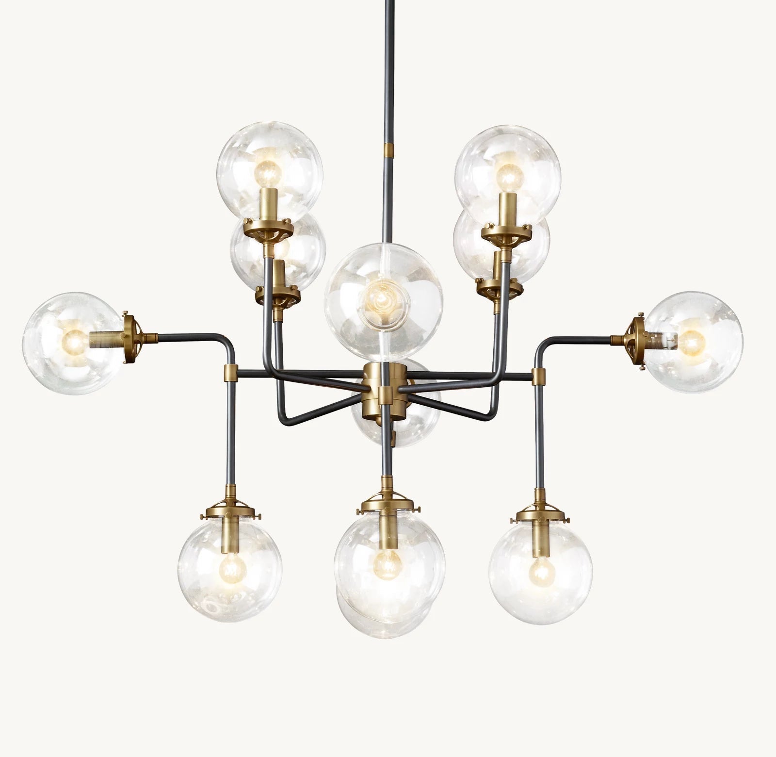 Sylviaspacesus Bistro Globe Clear Glass 12-Light Chandelier 42‘’ - Cyran Lamps