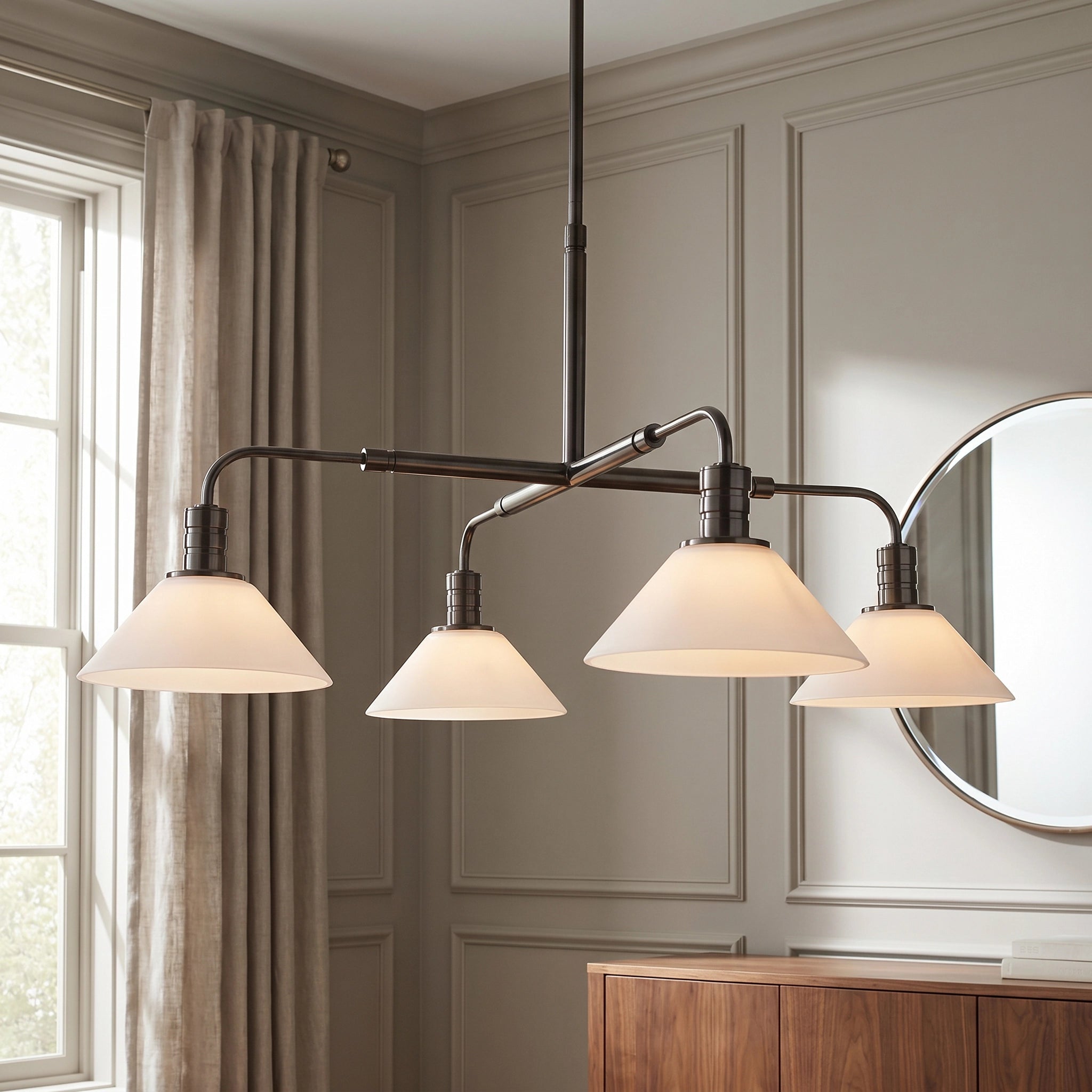 Theron Glass Round Chandelier 30'' 52'' - Cyran Lamps
