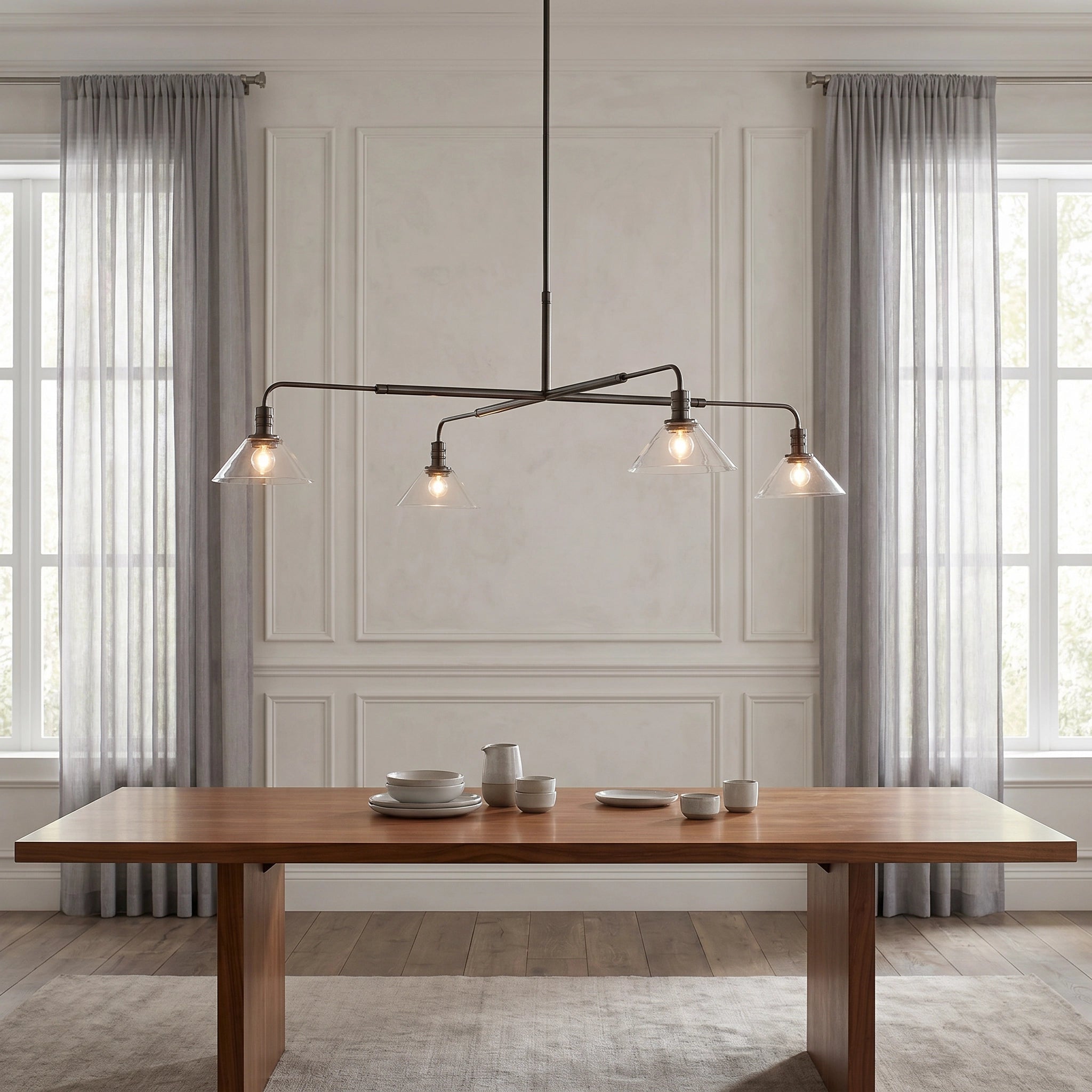 Theron Glass Round Chandelier 30'' 52'' - Cyran Lamps