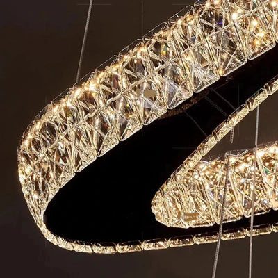 Twisted Ring Led Light Chandelier for High Ceiling - GoldWarm Light 3000KCyranlamps