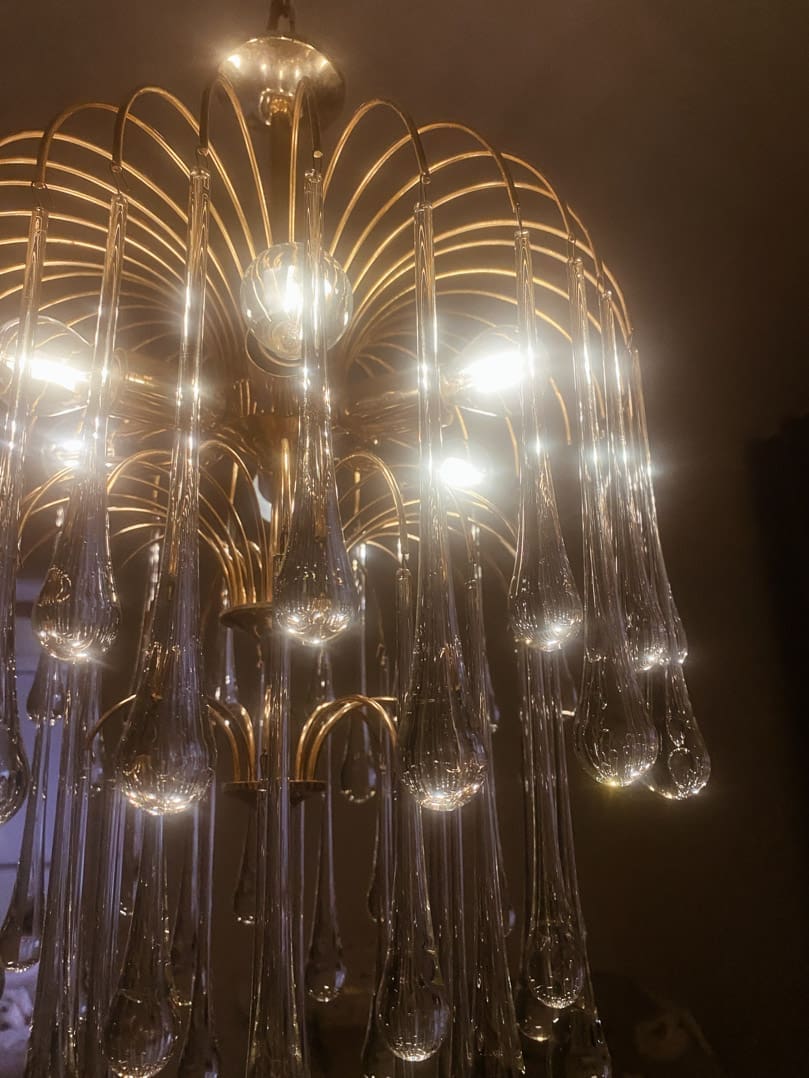 Vintage – Murano chandelier – Teardrop – 68 drops – Clear - Cyran Lamps